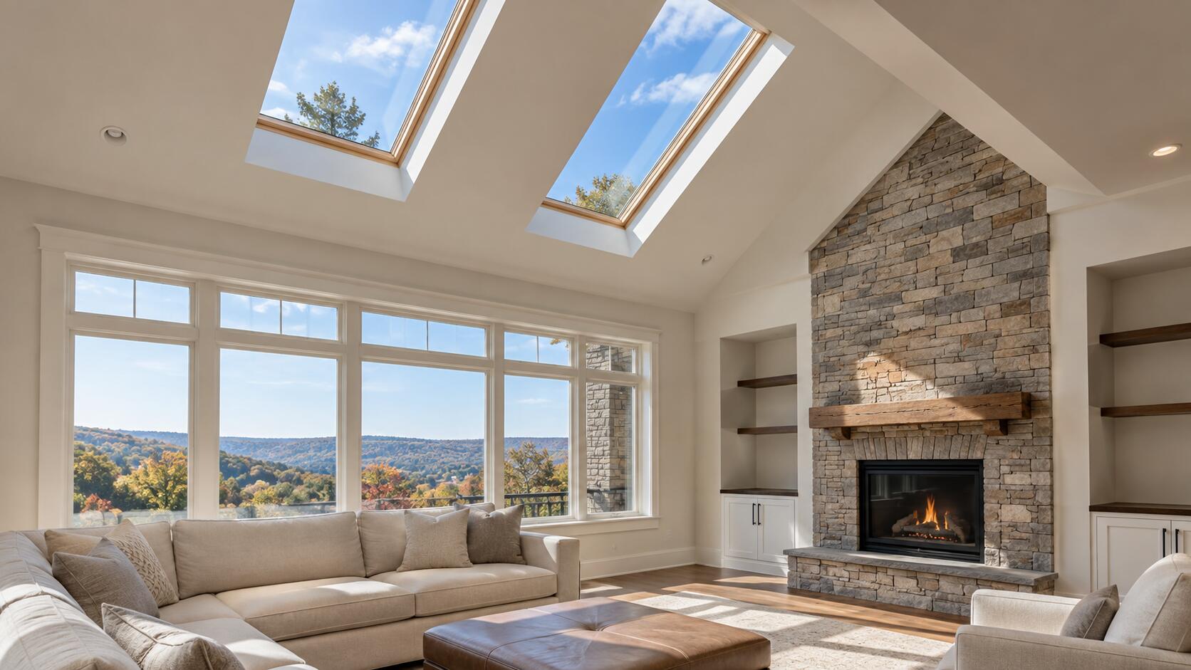 living room with skylights living room with skylights